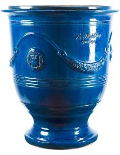 Vase d'Anduze émaillé tradition bleu
