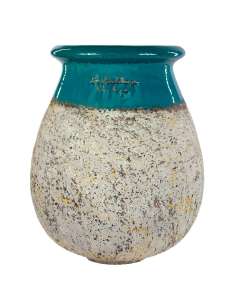 Drop shape Biot jar turquoise collar Provence patina