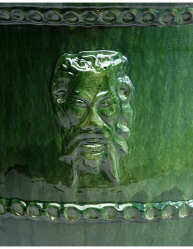 Vase tête de Faune émaillé tradition vert