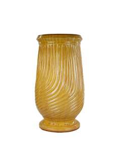 Traditional yellow striated glazed oil jar