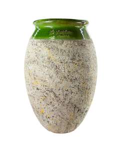 Olive shape Biot jar green collar Provence patina