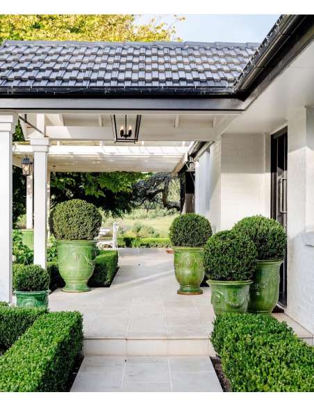 Traditional glazed Anduze pot green