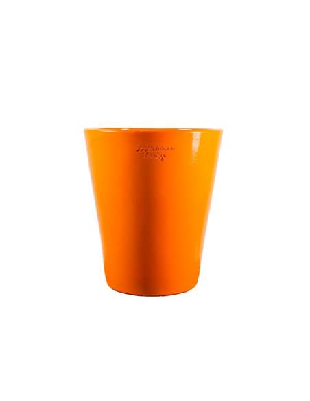 Orange glazed Mazagran garden pot