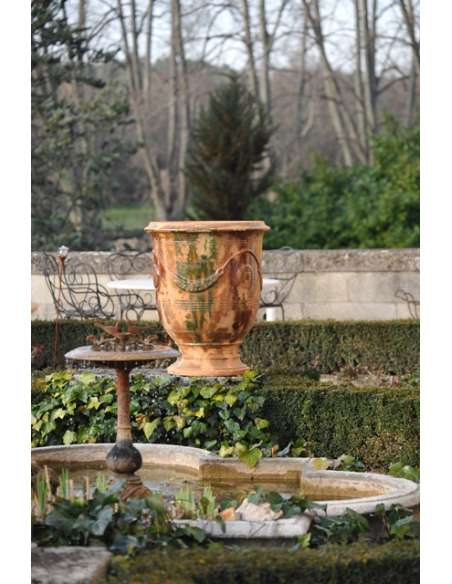 Vase d'Anduze vieilli tradition flammé