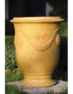 Vase d'Anduze vieilli tradition jaune