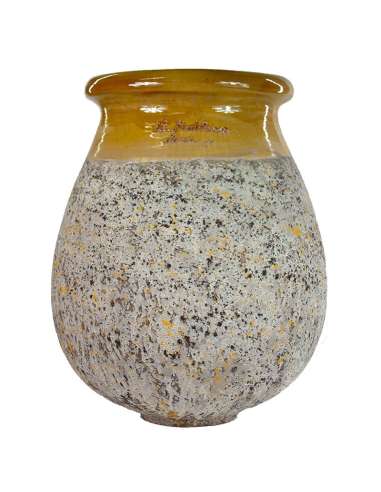 Drop shape Biot jar yellow collar Provence patina