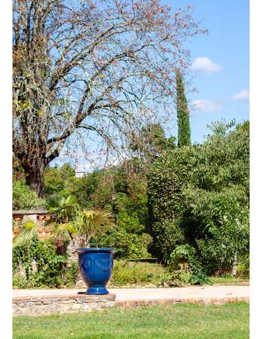 Traditional glazed Anduze vase blue
